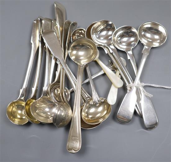 Two sets of four 19th century mustard ladles, William Bateman, London, 1825 & William R. Smily, London, 1846 & five other pairs